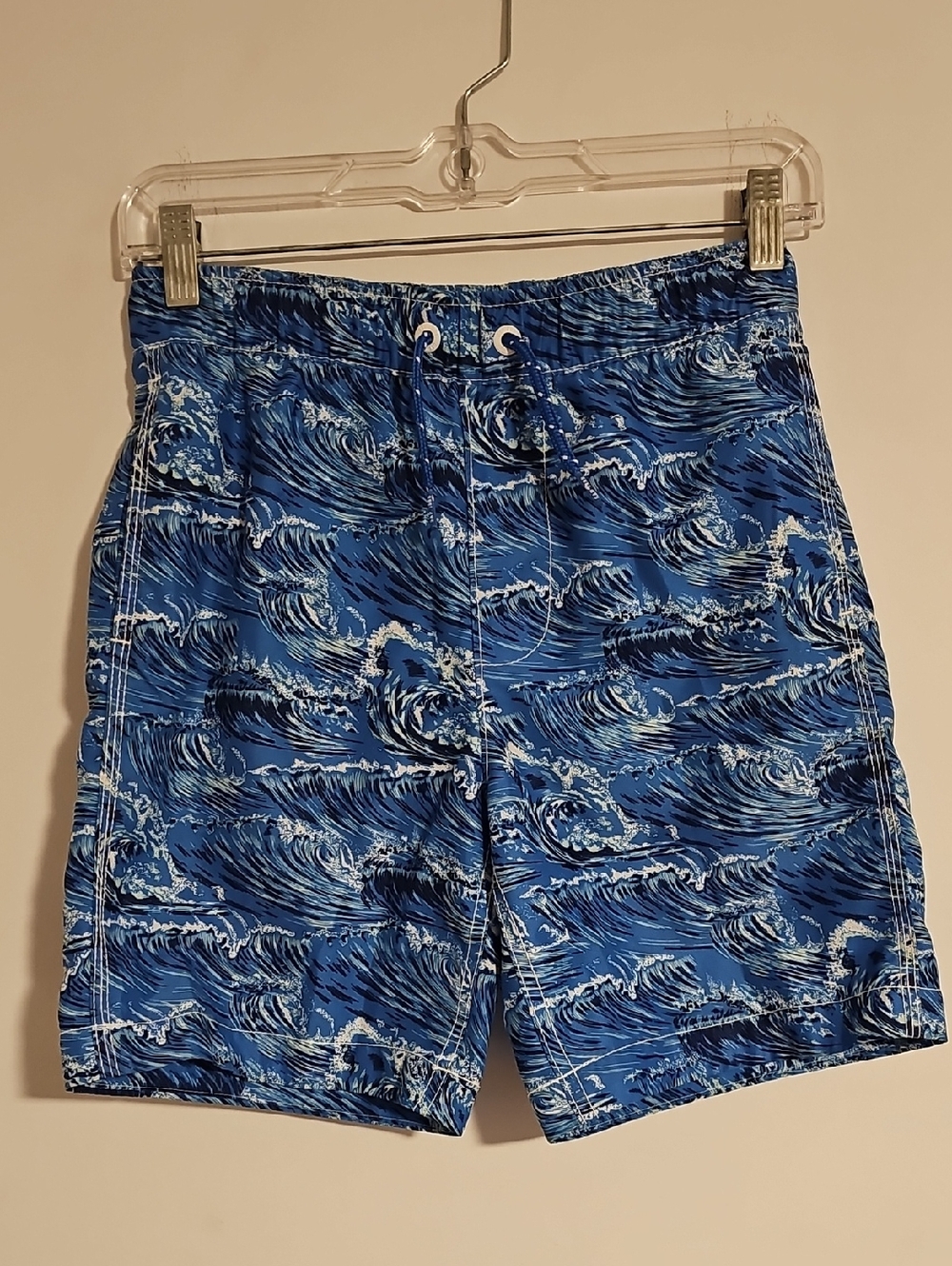 GAP Blue Wave-Print Boys Swim Trunks